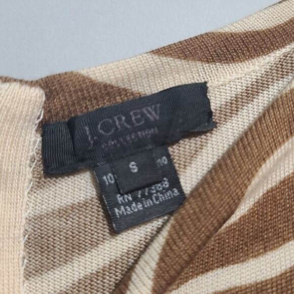 J. Crew Collection Zebra Animal Print Brown Merino Wool Shift Dress Size S - Picture 3 of 5